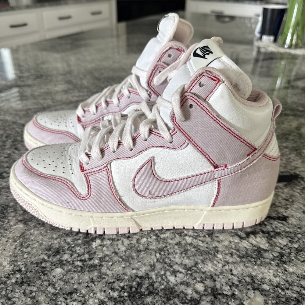 Nike Dunk High 1985‎ Barely Rose Denim Sneakers Mens 8.5 Womens 10 #Bin2